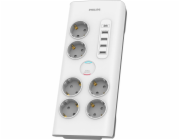 Philips Přepěťová ochrana 6 zásuvek bez pinu + USB C Philips Schuko SPN7060WA/58