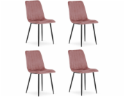 Leobert Růžová sametová židle s černými nohami do jídelny nebo kuchyně LAVA x4