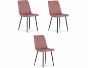 Leobert Růžová sametová židle s černými nohami LAVA do kuchyně a jídelny x3