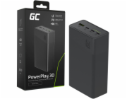 Green Cell Powerbanka 30 000 mAh, 22,5 W, 4 porty, černá