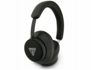 Guess Sluchátka Bluetooth ENC Saffiano Triangle Logo přes uši černá