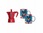 Bialetti - Sada Joyful Christmas, kávovar Moka Express 6tz, červený + 2 šálky o objemu 300 ml
