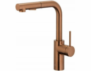 KFA ARMATURA KRAKÓW 6623-110-34 Duero basic stojánková kuchyňská baterie s vytahovacím výtokem a otočným výtokem se 2 funkcemi, PVD kartáčované růžové zlato