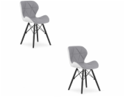 Leobert Židle LAGO šedobílá čalouněná, 2 ks, ekokůže, černé nohy