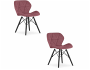 Leobert Židle LAGO tmavě růžové sametové čalounění s černými nohami do jídelny x2