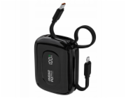 Dudao Powerbanka K32 10000 mAh s vestavěným kabelem USB-C/Lightning - černá