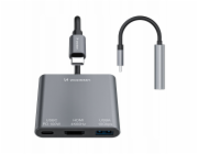 Wozinsky Hub WHCH-01 USB-C PD 100W HDMI 4K@30Hz USB-A 10Gbps - šedý