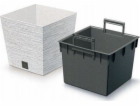 Prosperplast Furu čtvercový květináč s vložkou 29,5 cm bílý