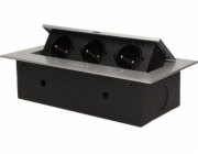 Orno Zápustné zásuvky 3x250V AC s plochým okrajem, černé (OR-AE-1371/B)