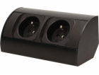 Orno Nábytková zásuvka bez vypínače, 2x2P+Z, černá