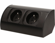 Orno Nábytková zásuvka bez vypínače, 2x2P+Z, černá