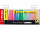 Stabilo Zvýrazňovač Boss, mix barev, 15 ks, pastelové a n...