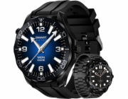 Giewont Chytré hodinky Veltori VT150-1 s černým silikonovým řemínkem a černým náramkem