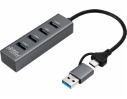 MicroConnect USB HUB USB 3.0 Hub 4portový s USB-C