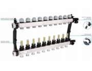 Afriso Rozdělovač ProCalida VA 1C z nerezové oceli, 10 okruhů, matice G1", 0,5 - 4,0 l/minA
