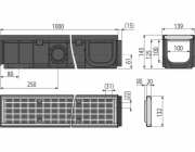 ALCADRAIN 100mm vnější odvodnění s plastovým rámem, pozinkovaný rošt, B125