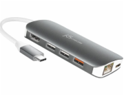 j5create USB HUB j5create JCD383 USB 3.2 Gen 1 (3.1 Gen 1) Type-C Stříbrná, Bílá