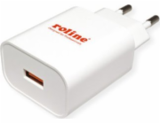 Roline USB adaptér USB nabíječka ROLINE s euro zástrčkou, 1 port, QC3.0, 18W