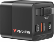Verbatim Nabíječka GaN USB 3.0, USB C, šedá, 65 W, vyměnitelné zástrčky C, G, A, s integrovaným kabelem