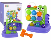 LeanToys Dinosaur Educational Panel Whac-A-Mole Sorter Game pro děti fialová