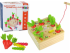 LeanToys Dřevěná hra Mrkev Žížala Magnet Rybářský prut