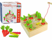 LeanToys Dřevěná hra Mrkev Žížala Magnet Rybářský prut