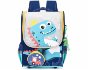 Lean Školní batoh s dinosaurem a přívěskem s lokomotivou 21L