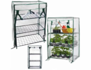Lean Mini balkonový zahradní skleník, 3 kovové police, PVC fólie, 46 x 24 x 80 cm