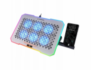 Rampage Chladicí podložka RGB pro notebooky 9-17", 6 ventilátorů, stříbrná