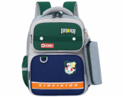 Lean Školní batoh s dinosauřím vzorem a penálem šedý 16l