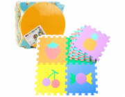 LeanToys VZDĚLÁVACÍ PODLOŽKA MĚKKÁ EVA PĚNA PUZZLE OHRAČKA OVOCE SLADKOSTI 16 DÍLŮ
