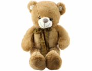 LeanToys Plyšový medvídek s hnědou pruhovanou mašlí 60 cm LEAN Toys