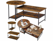 Lean Sada konferenčních stolků 2 v 1, vintage rustikální dřevo, 123x60x51cm