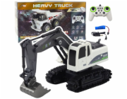 LeanToys RC pásový bagr se světly a zvuky bílý 1:24 LEAN Toys