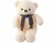 LeanToys Bílý plyšový medvídek v barevném šátku, 55 cm