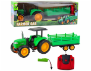 LeanToys Dálkově ovládaný RC zemědělský traktor s přívěsem Green LEAN Toys