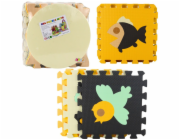 LeanToys Měkké puzzle vzdělávací podložka EVA pěna zvířátka hnědá 16 dílků.