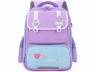 Lean Školní batoh s nášivkami, hrudní popruh, fialový 16L