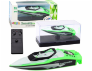 LeanToys RC dálkově ovládaný motorový člun bílý a zelený 15cm LEAN Toys