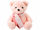 LeanToys Plyšový medvídek se šálou růžový 35 cm