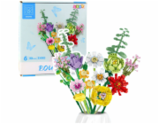 LeanToys Stavební kostky Dekorativní kytice barevných květin 854 dílků.