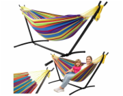 Lean Zahradní houpací síť s rámem pro dvě osoby, barevná, 200x120 LEAN