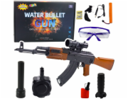 LeanToys Puška AK pro vodní kuličky, hydrogelové mířidla, příslušenství, brýle 96 cm, LEAN Toys