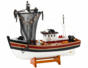 LeanToys Sběratelská dekorativní loď, rybářský člun, rybářská síť, model 38x31cm
