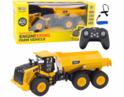 LeanToys Dálkově ovládaný RC transportér sklápěče, zvuky 9 kanálů 2,4G, žlutý