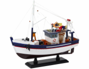 LeanToys Sběratelský dekorativní model rybářského člunu s vybavením 37x34cm