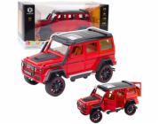 LeanToys Terénní auto, kovové, s natahovacím pohonem, otevíracími dveřmi, červené, 1:22
