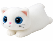 LeanToys Plyšová hračka kočka s velkýma očima bílá 45 cm