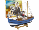 LeanToys Sběratelský model modré rybářské lodi