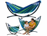 Lean Houpací síť Garden s rámem, dvojitá, zelenomodrá, 200x120